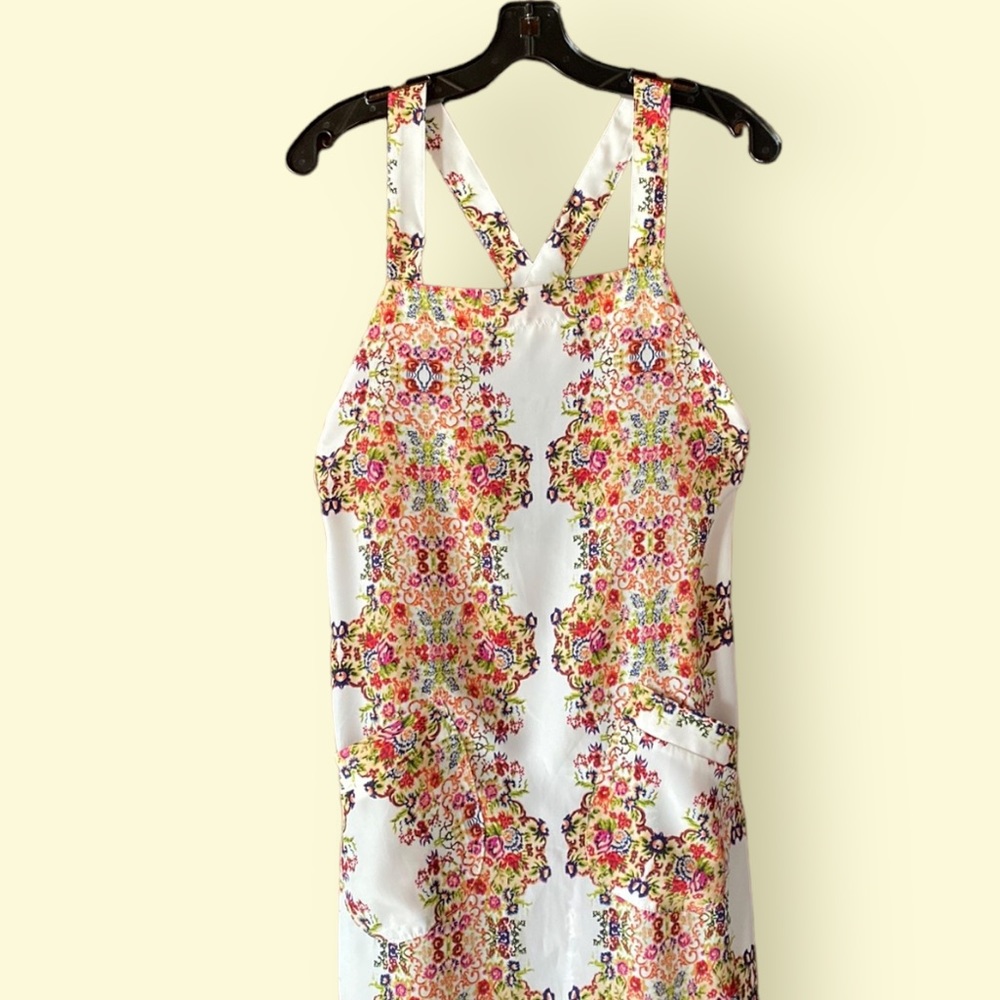 Flynn Skye Overall Maxi Dress Backless Slits Floral Pockets